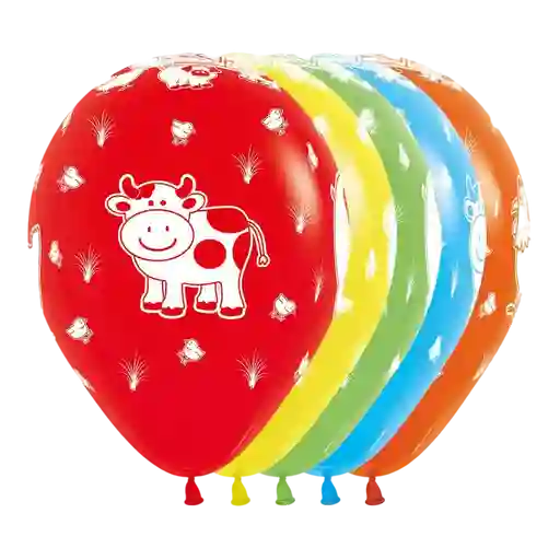 Bombas Globo Biodegradable De Latex Animales De La Granja R12