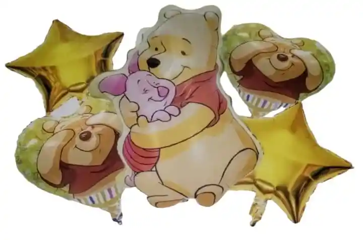 Globos Metálicos X 5 De Winnie The Pooh