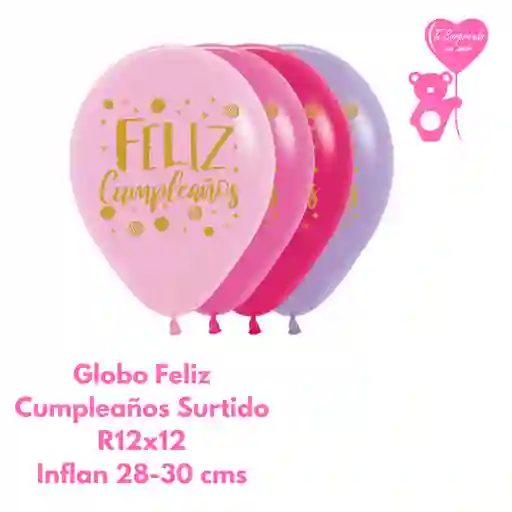 Globo O Bomba Feliz Cumpleaños Destellos Surtido Sempertex R12x12