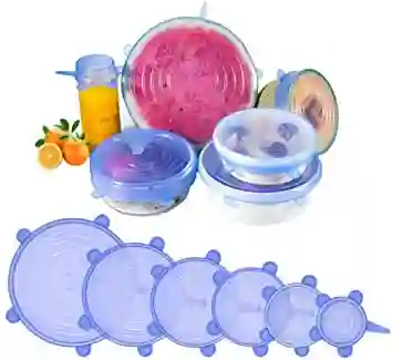 Tapas De Silicona Super Estiramiento Para Cocina Multiusos X6 Tamaños