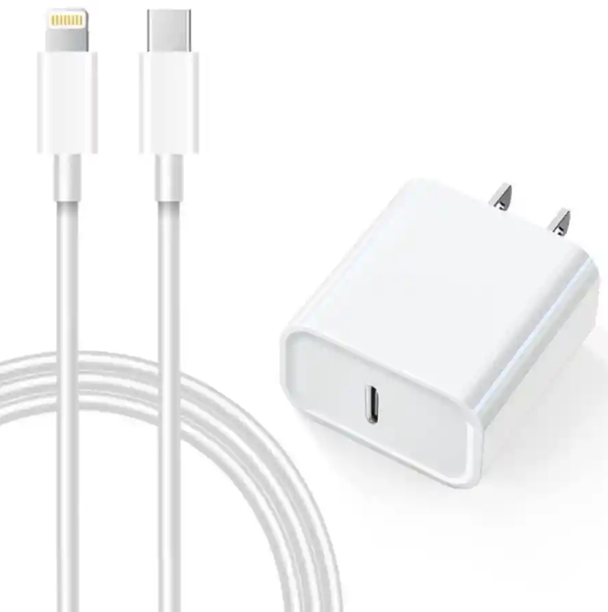 Cargador Para Iphone 20w + Cable Lightning Carga Rápida.
