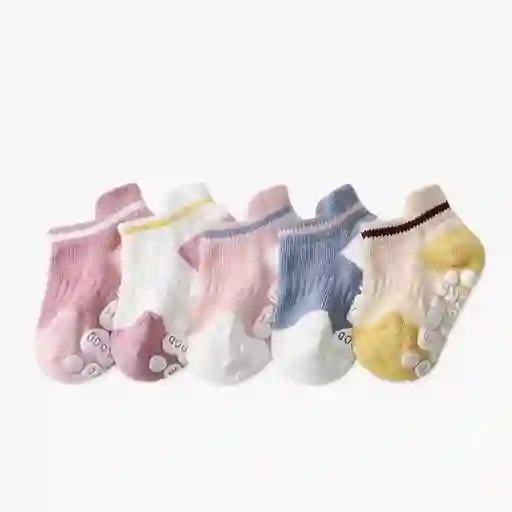 Pack X5 Pares De Medias Antideslizante Para Niñas 1-3 Años