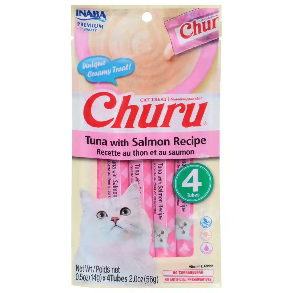 Churu Snack Receta De Atún Con Salmón Para Gato X 4 Unds 14 G (rosa)