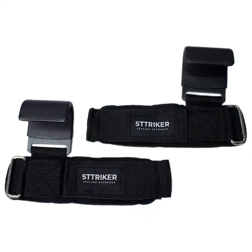 Kit X2 Straps Gancho Agarre Correas Levantamiento Pesas Gym Negro