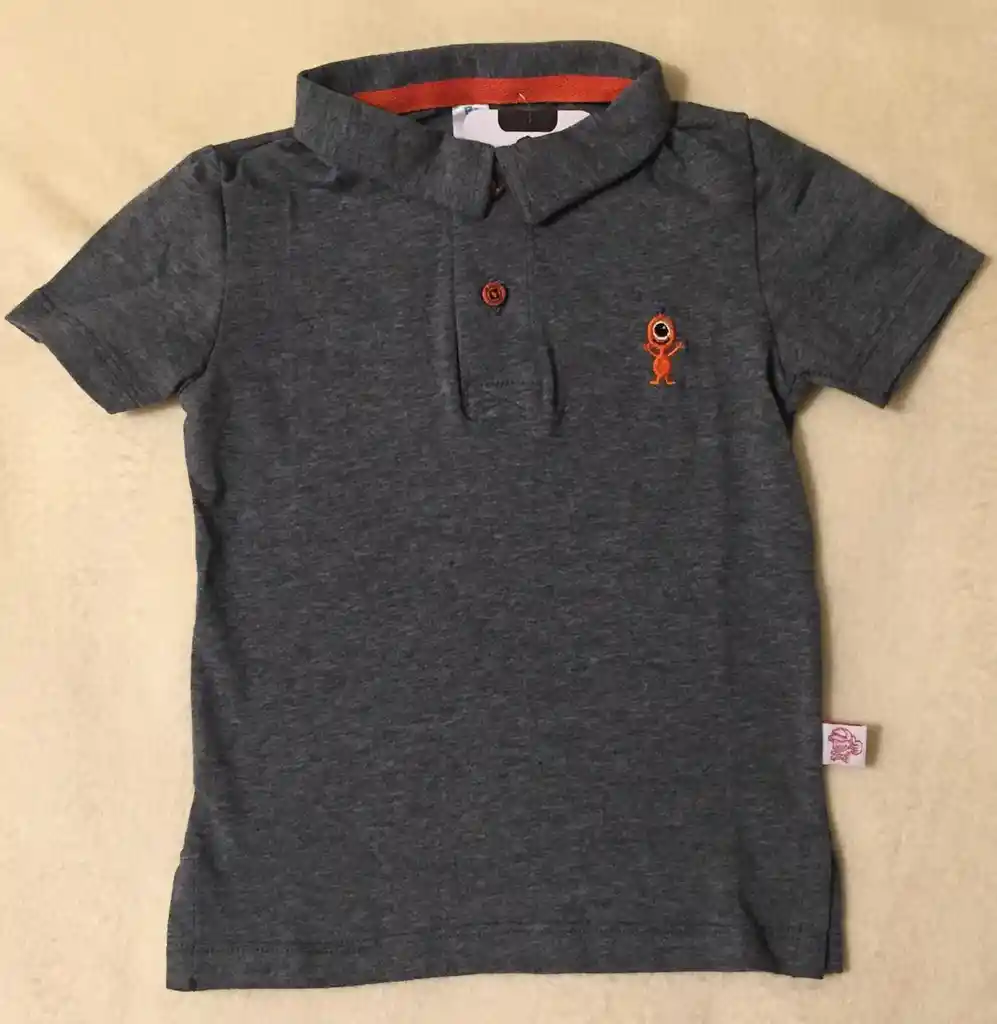 Camiseta Tipo Polo Para Niño De 6 A 12 Meses Color Gris Oscuro