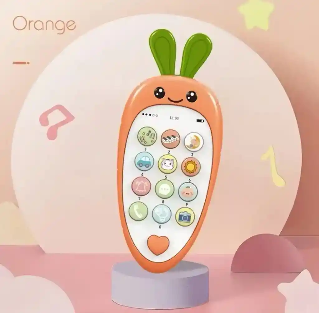 Control Remoto 2 En 1 Para Bebe Musica Luces Sonidos Naranja