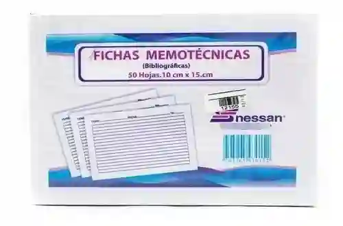 Fichas Memotécnicas (bibliográficas) Rayadas Blancas 10 X 15 Cm Nessan 50h