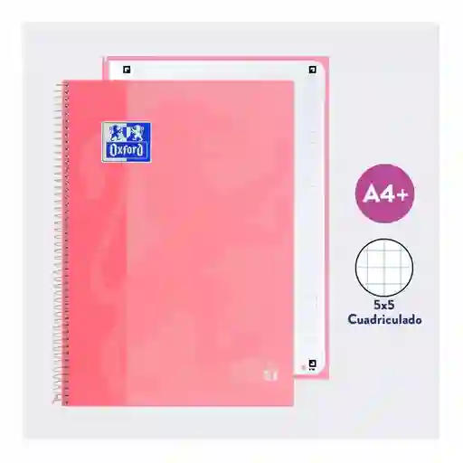 Cuaderno Argollado 105 Cuadriculado Rosa Chicle Ref. 400040984 Oxford