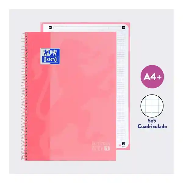 Cuaderno Argollado 105 Cuadriculado Rosa Chicle Ref. 400040984 Oxford