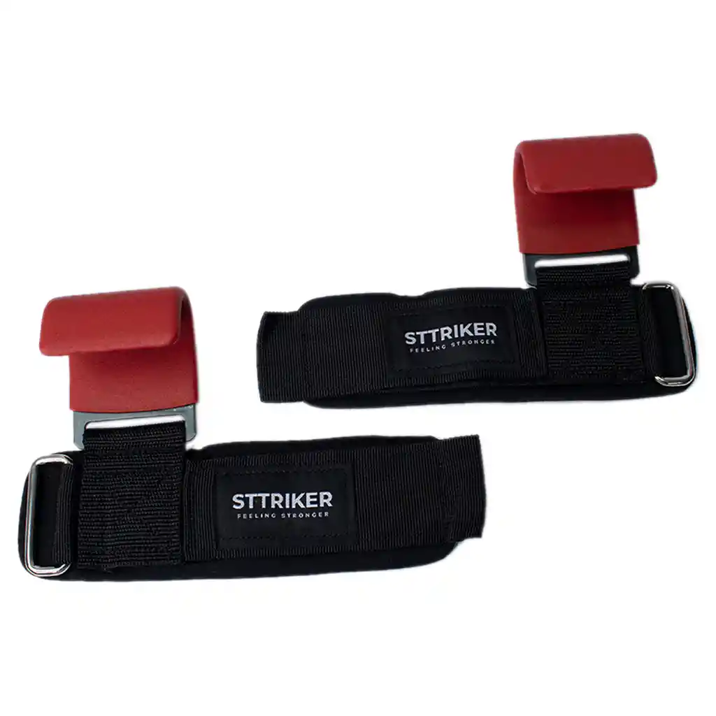 Kit X2 Straps Gancho Agarre Correas Levantamiento Pesas Gym Rojo