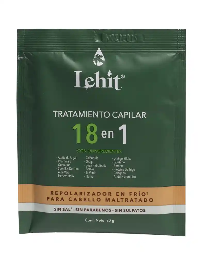 Tratamiento Capilar 18 En 1 Repolarizador En Frio - Sachet Lehit 30gr