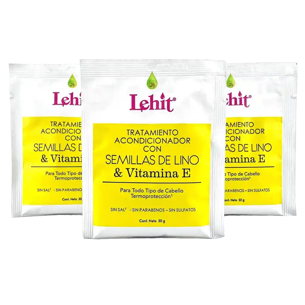 Tratamiento Acondicionador Semillas De Lino Vitamina E - Sachet Lehit 30gr