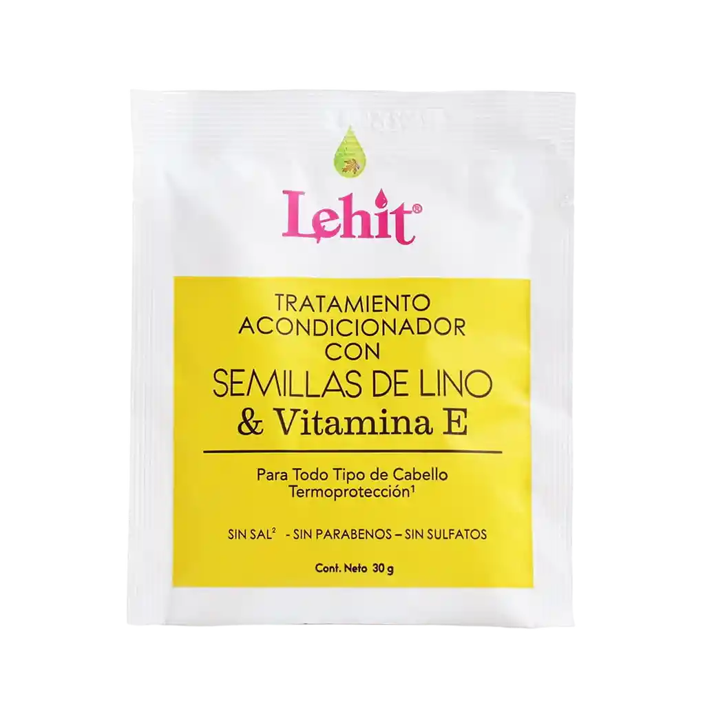 Tratamiento Acondicionador Semillas De Lino Vitamina E - Sachet Lehit 30gr