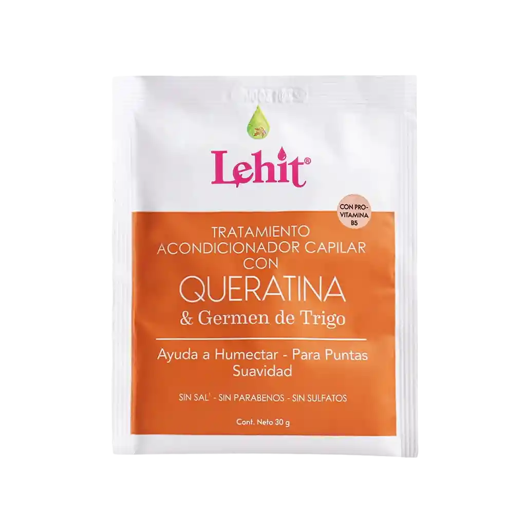 Tratamiento Acondicionador Capilar Queratina Y Germen De Trigo - Sachet Lehit 30gr