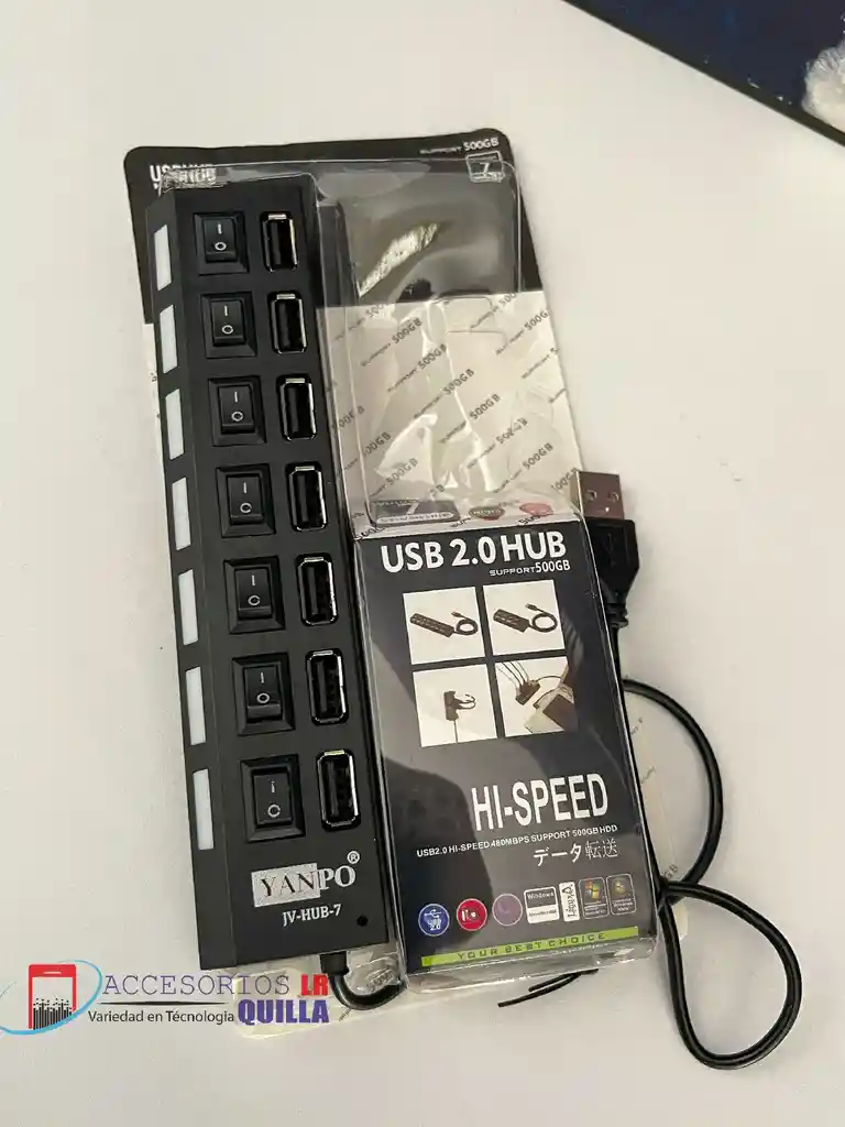 Multipuertos Usb 2.0 Interruptor Individual Led 7 Puertos Hub