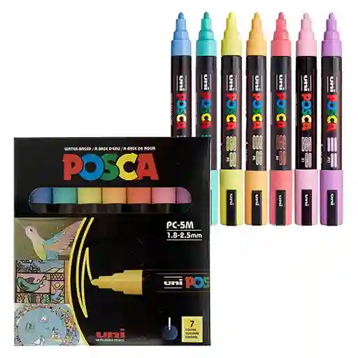 Posca Pastel Pc5m X 7 Unidades