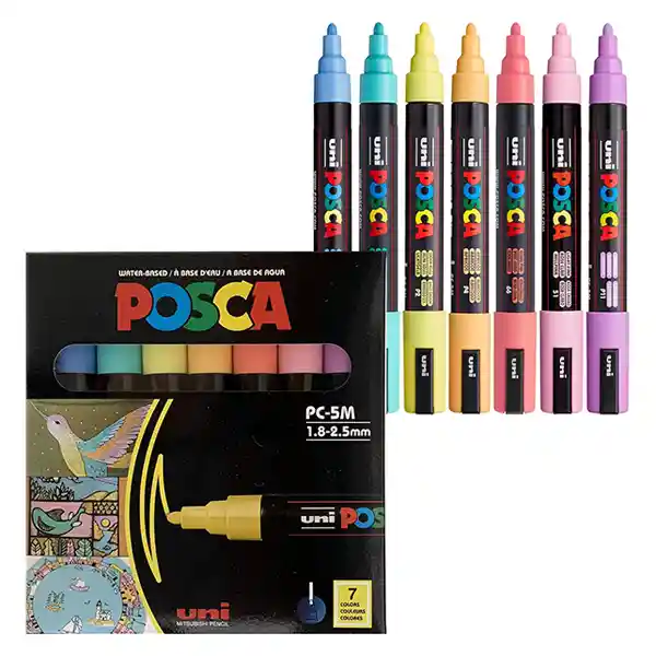 Posca Pastel Pc5m X 7 Unidades