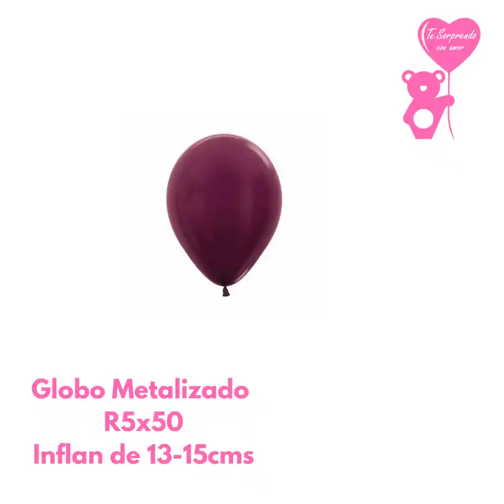 Globo O Bomba Metal Vinotinto Sempertex R5x50