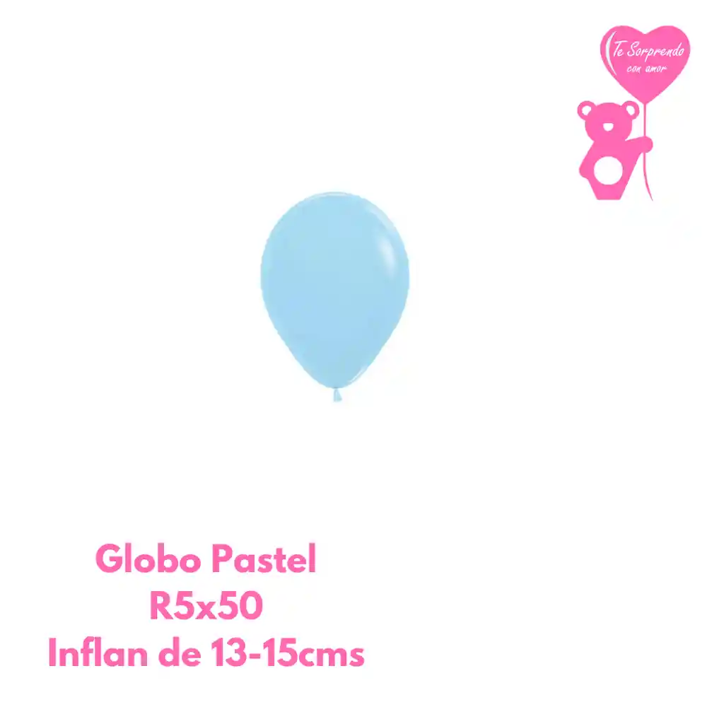 Globo O Bomba Pastel Mate Azul Sempertex R5x50