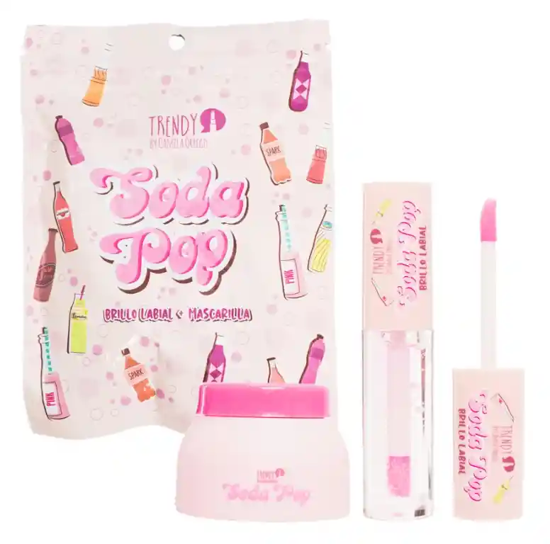 Kit Cuidado De Labios Mascarilla + Gloss Hidratante Soda Pop Trendy