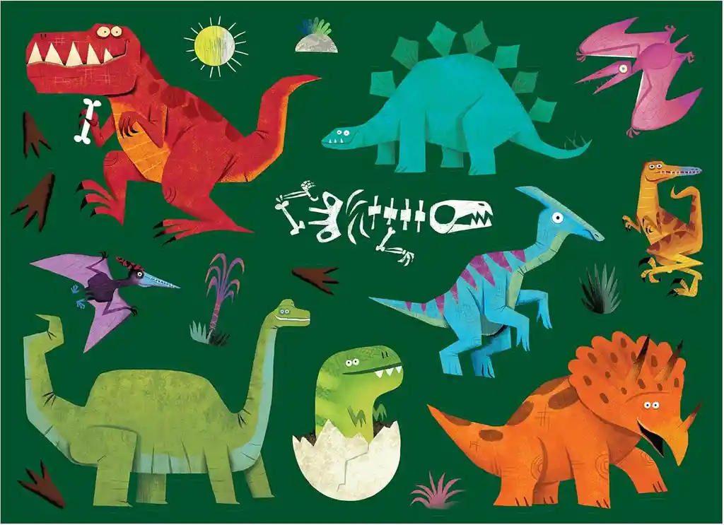Juego Poster Para Colorear Dinosaurios 8 Crayones Niños