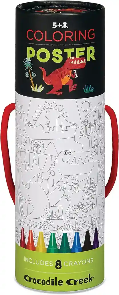 Juego Poster Para Colorear Dinosaurios 8 Crayones Niños
