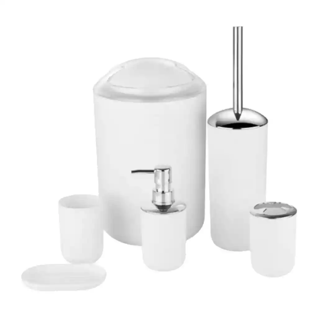 Set Utensilios Accesorios De Baño Jabonera Papelera Juego X6