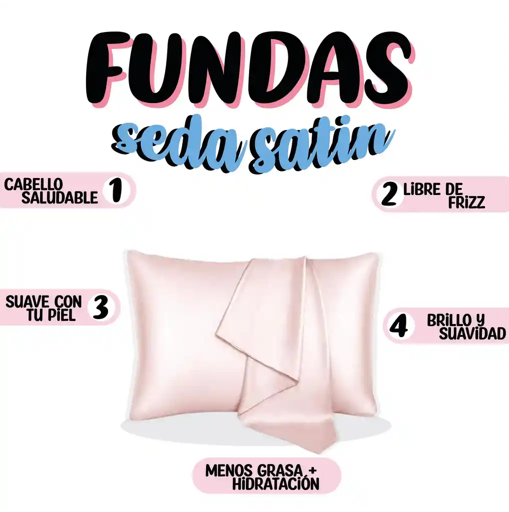 Fundas De Almohada En Satin Premium Set X 2 Celeste