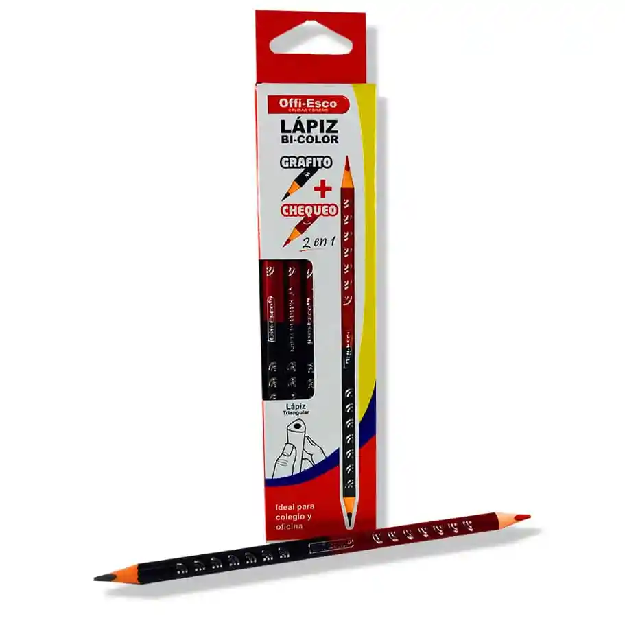 Lapiz Bi Color (negro-rojo) X3 Unidades Offiesco Oe-148