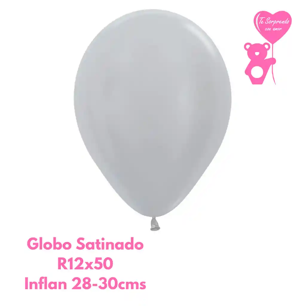 Globo O Bomba Satin Plata Sempertex R12x50