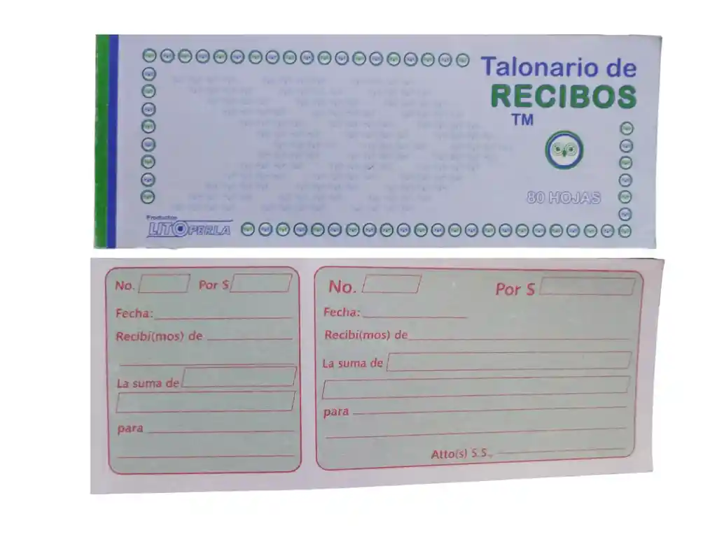 Talonario De Recibos Tm 80 Hojas Litoperla