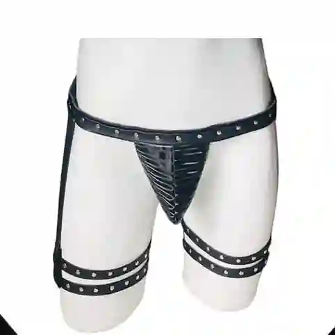 Lenceria Masculina Tanga Ropa Interior Para Hombre Suspensorio Negra