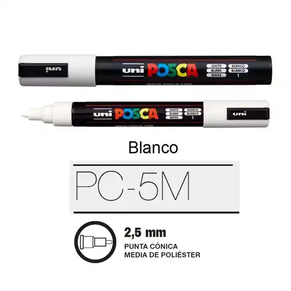 Posca Pc5m Blanco Unidad