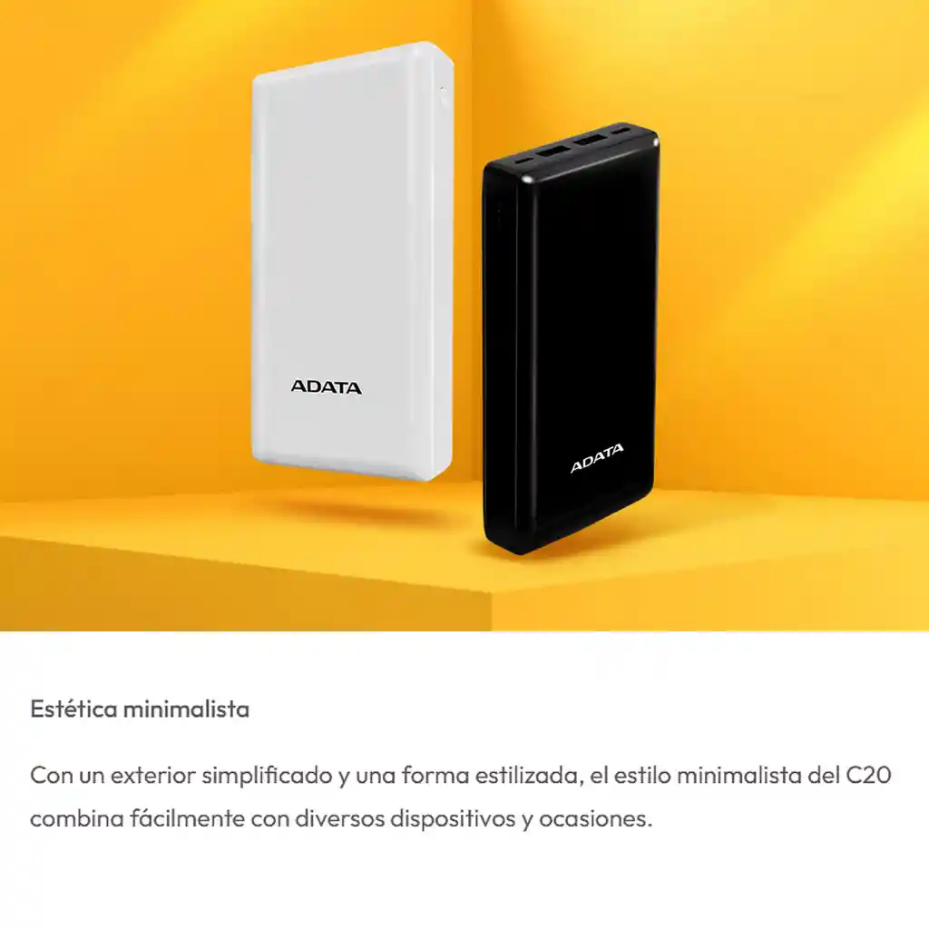 Cargador Smart Power Bank 20000mah Adata C20 Usb-ca Blanco