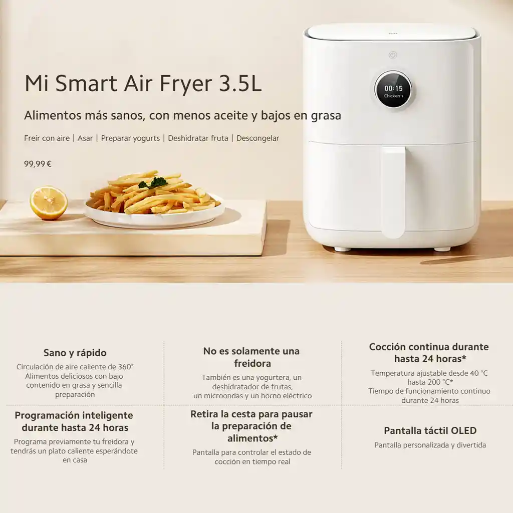 Xiaomi Mi Smart Air Fryer 3.5l, Freidora De Aire Inteligente