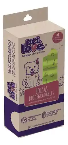 4 Rollos 15 Bolsas Para Excrementos De Perro Biodegradables Eco-amigables