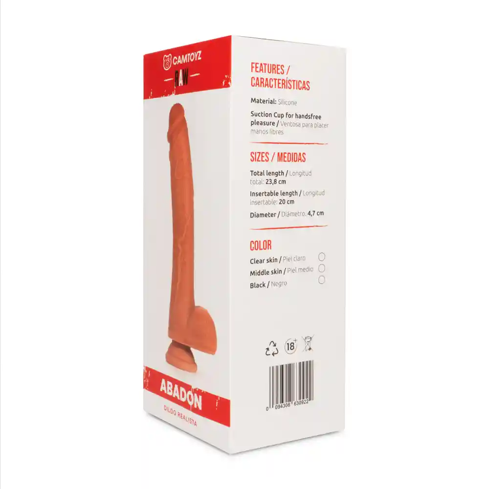 Dildo Realista Abadon Piel 23.8 Cm Camtoyz