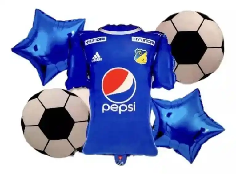 Set De Globos Metalizados De Millonarios Fc