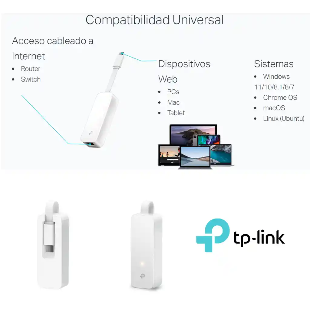 Adaptador De Red Usb Tipo C A Ethernet Gigabit Tp-link Ue300c
