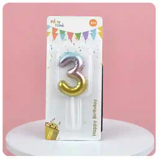 Vela Cumpleaños Estilo Globo Numero 3