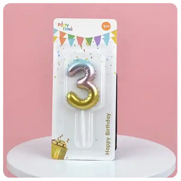 Vela Cumpleaños Estilo Globo Numero 3