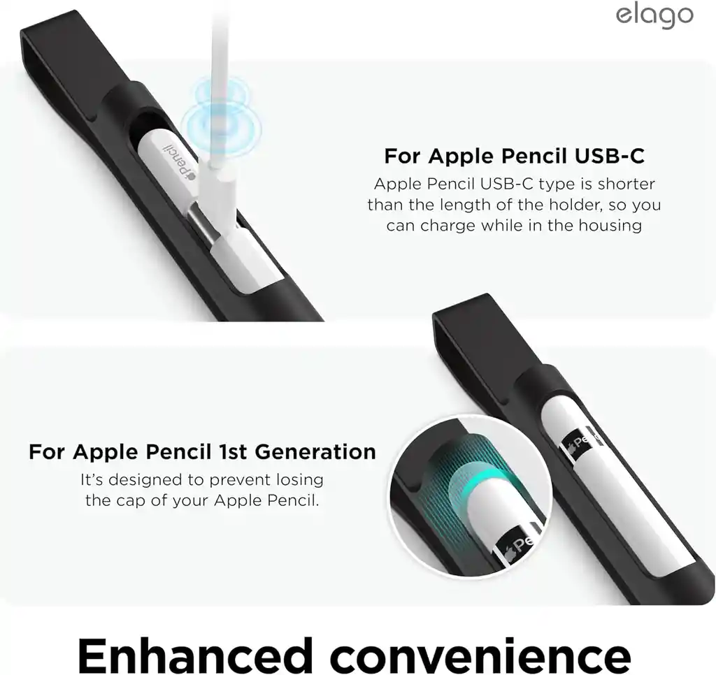 Banda Portalápices De Silicona Para Apple Pencil En Negro