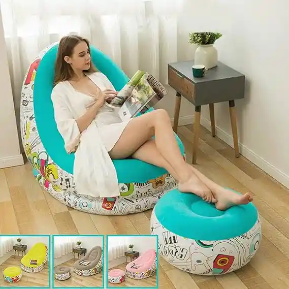 Sillón Inflable De Diseños Con Reposa Pies