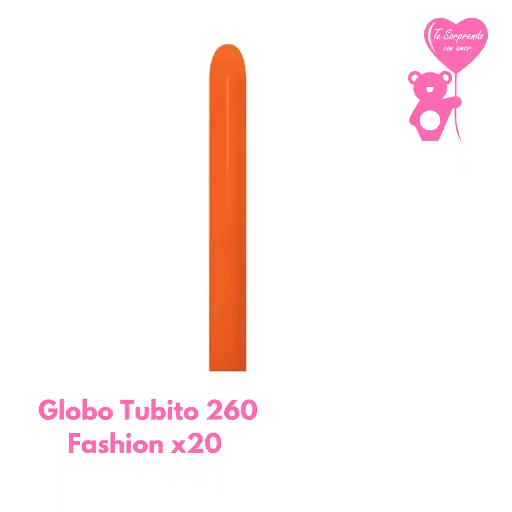 Globo O Bomba Fashion Naranja Tubito 260 X20