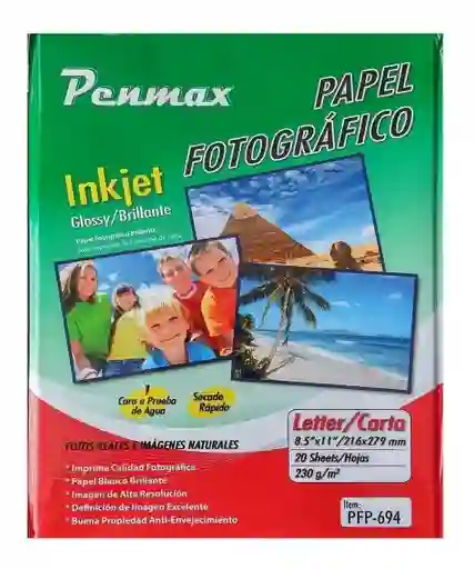 Papel Fotográfico Carta X 20 Hojas