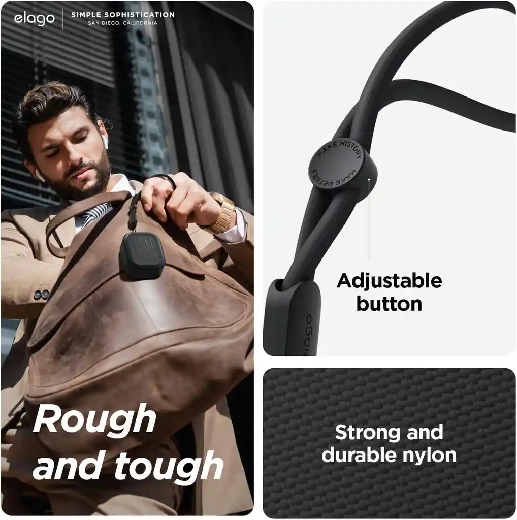 Elago Estuche Para Airpods Pro 2 Armor Con Cordón En Negro