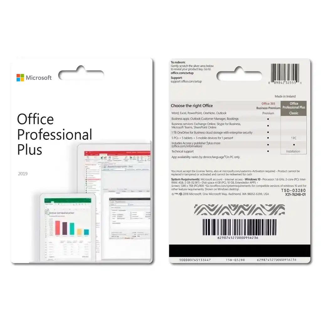 Microsoft Office 2019 Professional Plus Retail I Tarjeta Fisica