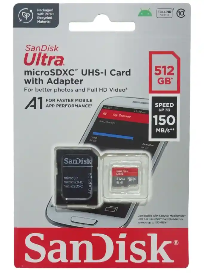 Tarjeta De Memoria Sandisk Ultra 512 Gb Hasta 150 Mb/s