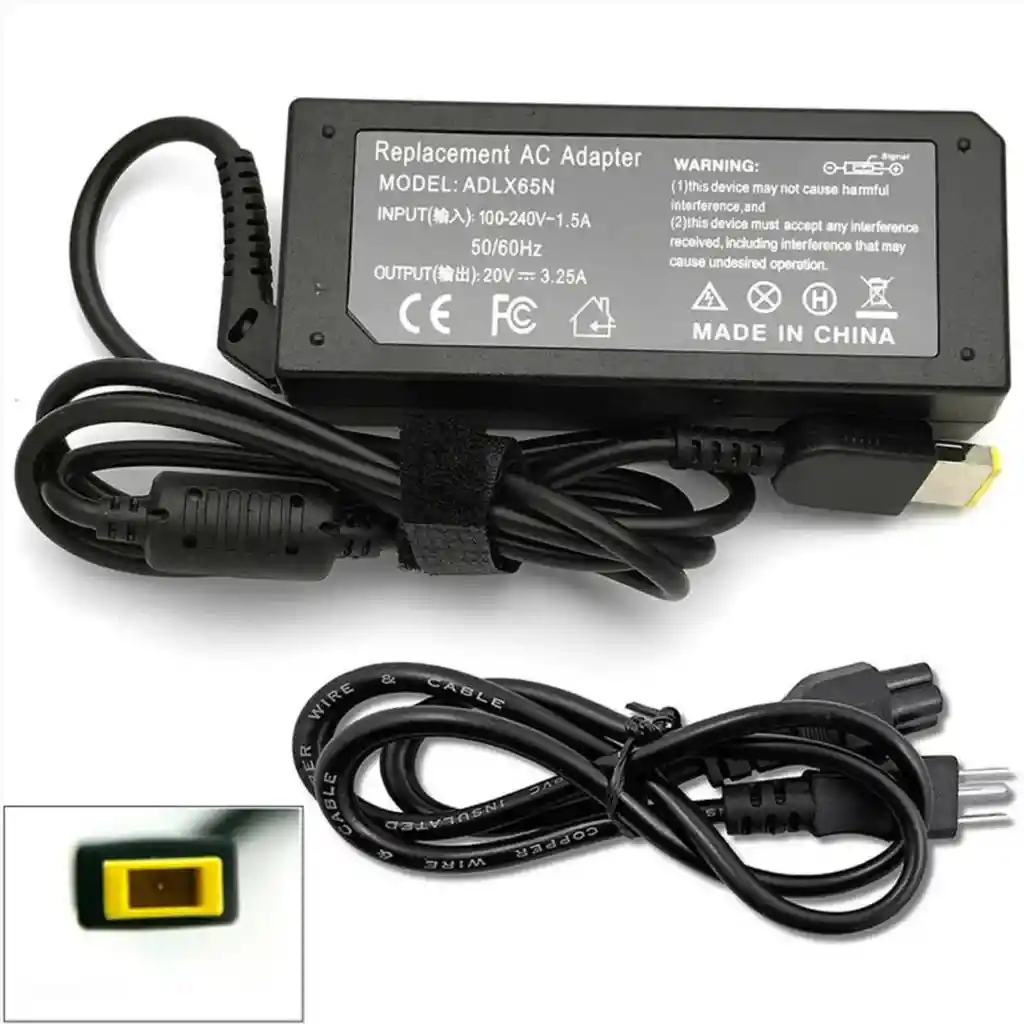 Cargador Para Portatil Laptop Lenovo 20v 3.25 Punta Cuadrada