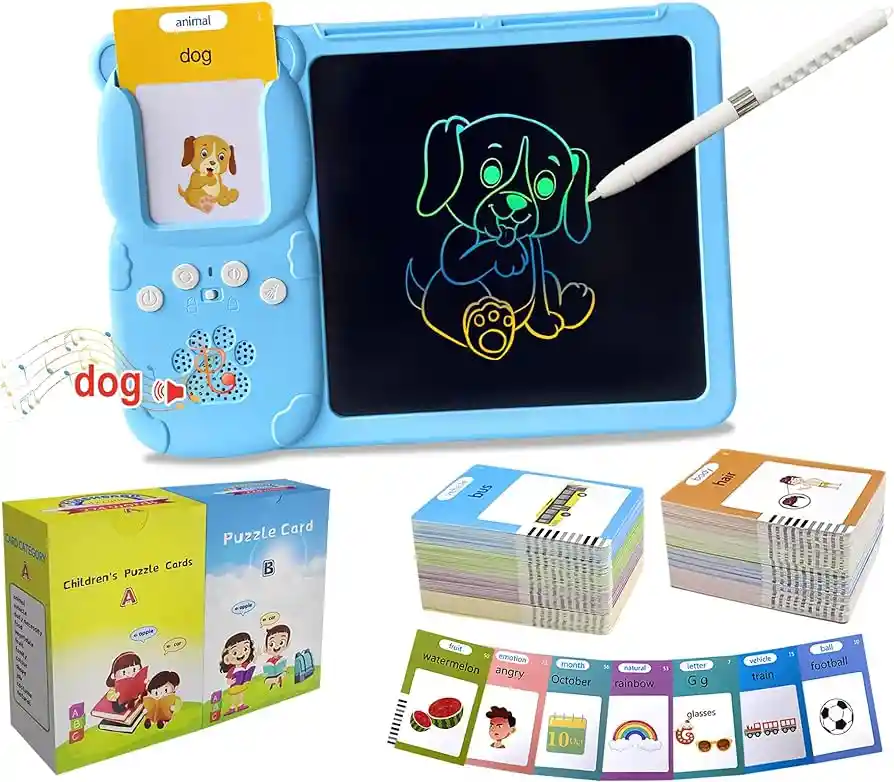 Rylai Tableta De Dibujo Para Niños Pequeños Con Tarjeta Flash Parlante, Tableta De Escritura Lcd Resistente A Las Caídas, 510 Palabras Visuales, Tarjetas Audibles De Discurso, Juguetes De Aprendizaje